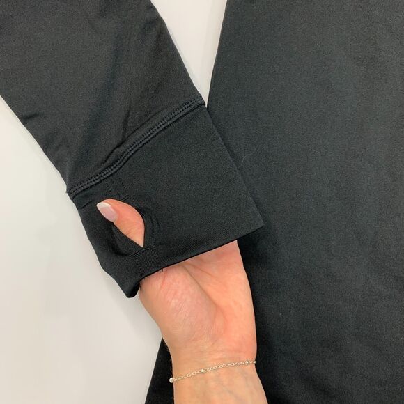 Mondetta Training Sweatshirt Mens M Medium Black Running Quarter Zip Thumb Holes - Picture 10 of 12